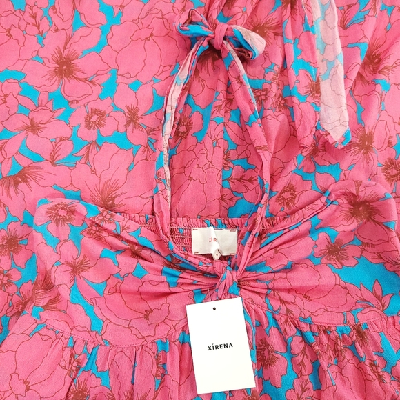 Xirena Barbiecore Adley Floral Halter Vacation Vibrant Colors Maxi Dress - Picture 5 of 15